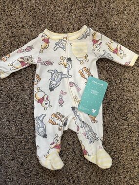 Disney Winnie the Pooh Cream Footed One-Piece with Yellow Trim